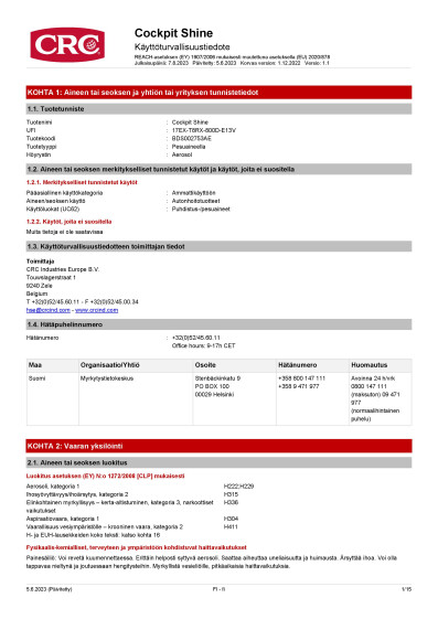 Cockpit Shine finland Finnish 1 BDS002753AE