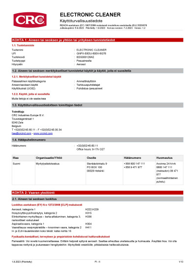 ELECTRONIC CLEANER finland Finnish 1 BDS000126AE