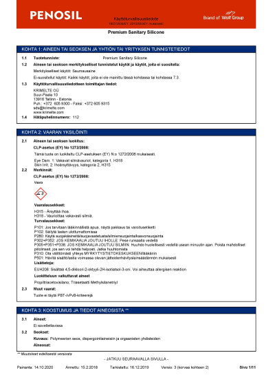 2123 Penosil Premium Sanitary Silicone SDS fi FI