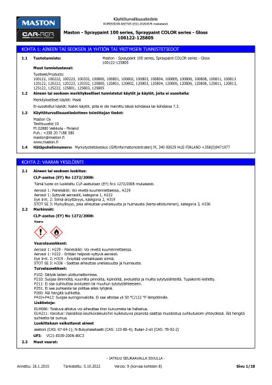 120122 Maston Color Spraymaali kiiltava musta