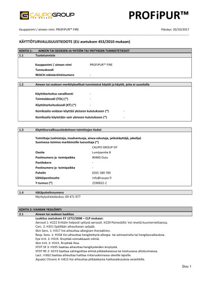 KTT CG PROFiPUR Fire CE FSA tuotesarja