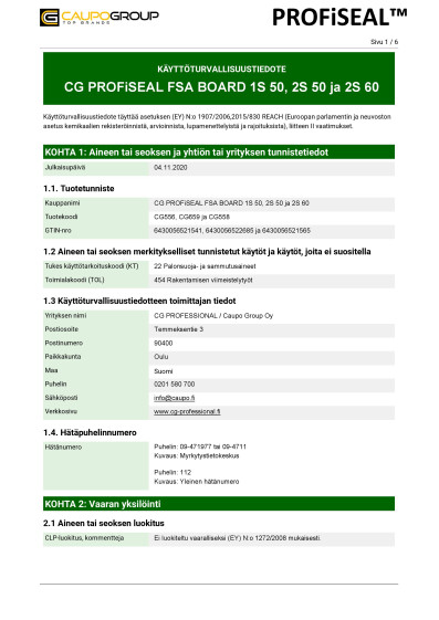 KTT CG PROFiSEAL FSA BOARD 1S 50 2S 50 ja 2S 60