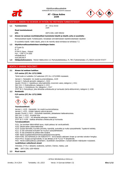 Kayttoturvallisuustiedote AT Citrus Active 2104