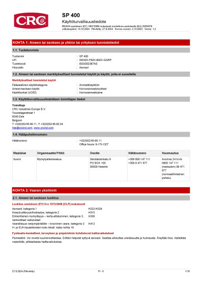SP 400 finland Finnish 1 BDS002387AE