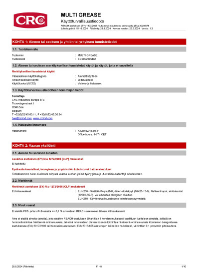 MULTI GREASE finland Finnish 1 BDS002109BU