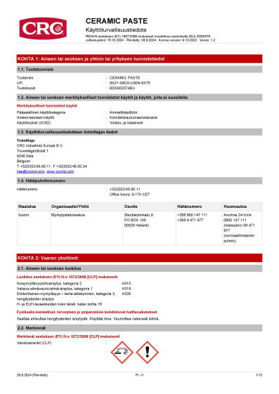 CERAMIC PASTE finland Finnish 1 BDS002074BU