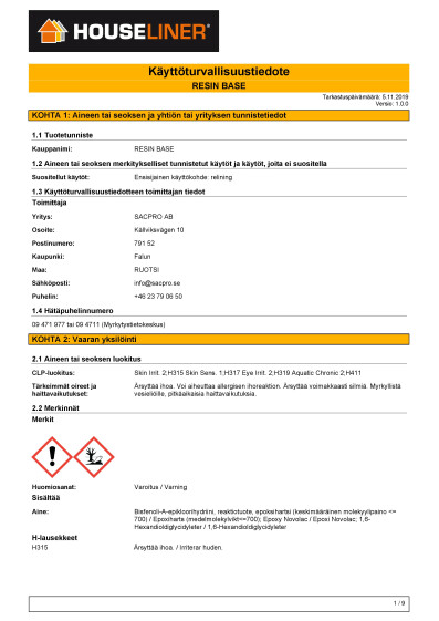 433 HL BA 001 Houseliner Resin Pohja