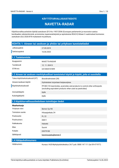 Navetta Radar karpashavitespray 400ml