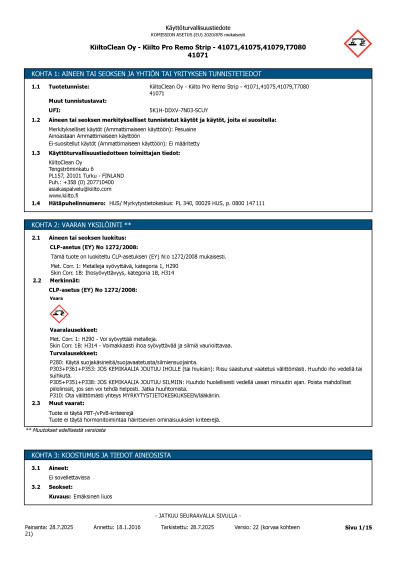 80KII 41075 Kiilto Remo green kayttoturvallisuustiedote FI