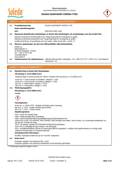 80SOG 3045 Graffibort Sakerhetsdatablad SV