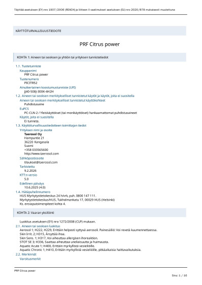 Kayttoturvallisuustiedote PRF Citrus power FI