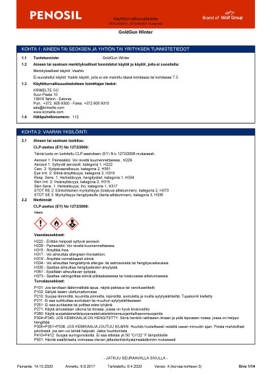 Penosil Pistoolivaahto GoldGun Winter 1112 Penosil GoldGun Winter SDS fi FI