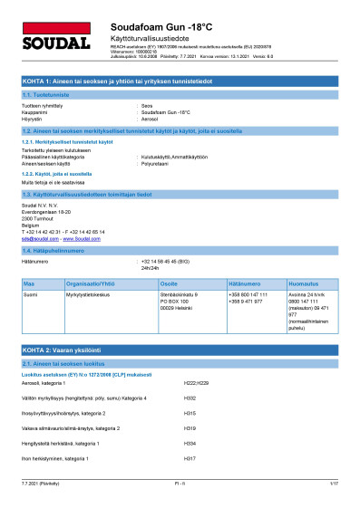 SOUDAL Soudafoam Gun 18C pistoolivaahto SDS100000218FI FI 6 0 Soudafoam Gun 18C